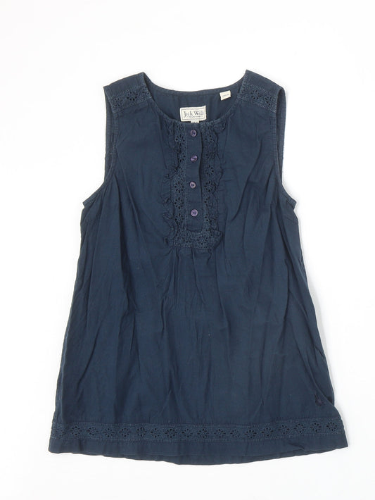 Jack Wills Womens Blue 100% Cotton Basic Tank Size S Scoop Neck