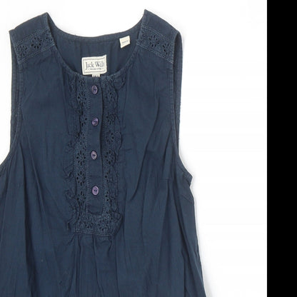 Jack Wills Womens Blue 100% Cotton Basic Tank Size S Scoop Neck