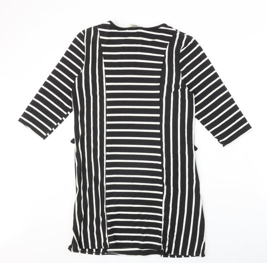 Papaya Womens Black Striped Polyester Shift Size 10 Scoop Neck Pullover
