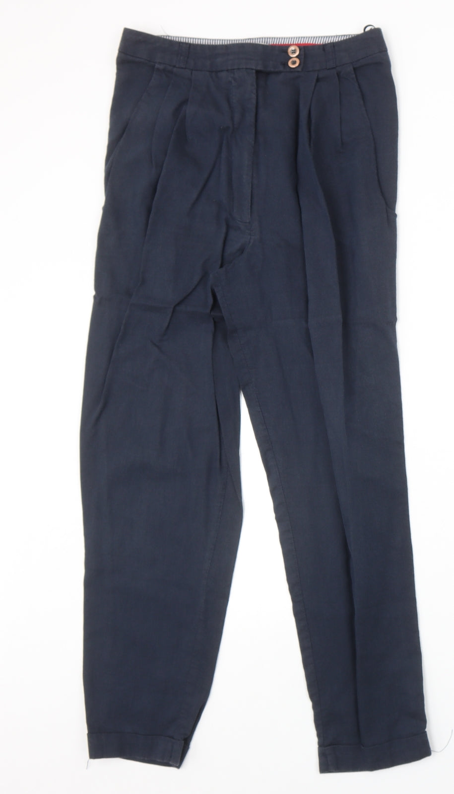 River Island Womens Blue Cotton Trousers Size 6 Regular Zip