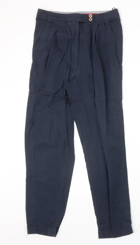 River Island Womens Blue Cotton Trousers Size 6 Regular Zip