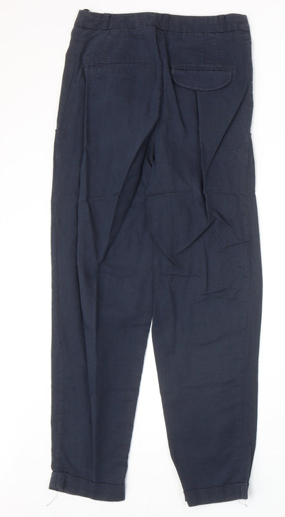 River Island Womens Blue Cotton Trousers Size 6 Regular Zip