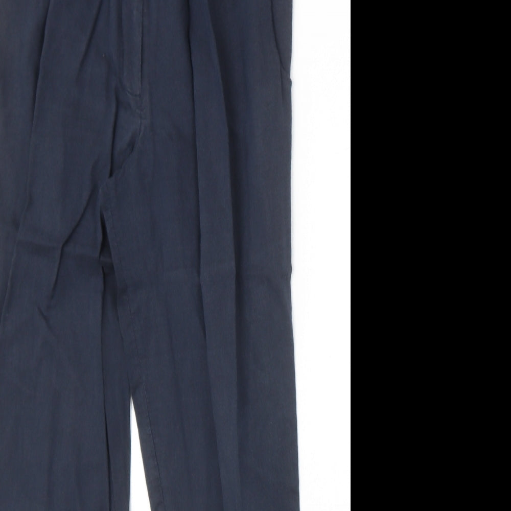 River Island Womens Blue Cotton Trousers Size 6 Regular Zip