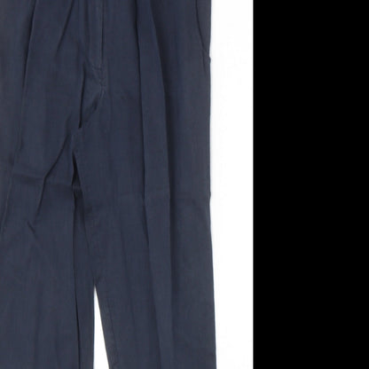River Island Womens Blue Cotton Trousers Size 6 Regular Zip