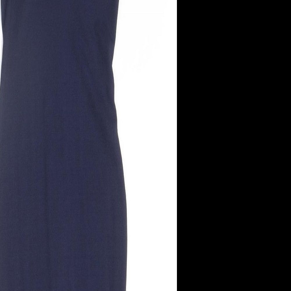 PRETTYLITTLETHING Womens Blue Polyester Bodycon Size 4 V-Neck Pullover - Ribbed