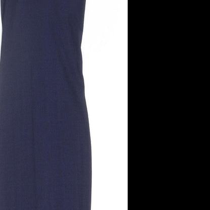 PRETTYLITTLETHING Womens Blue Polyester Bodycon Size 4 V-Neck Pullover - Ribbed