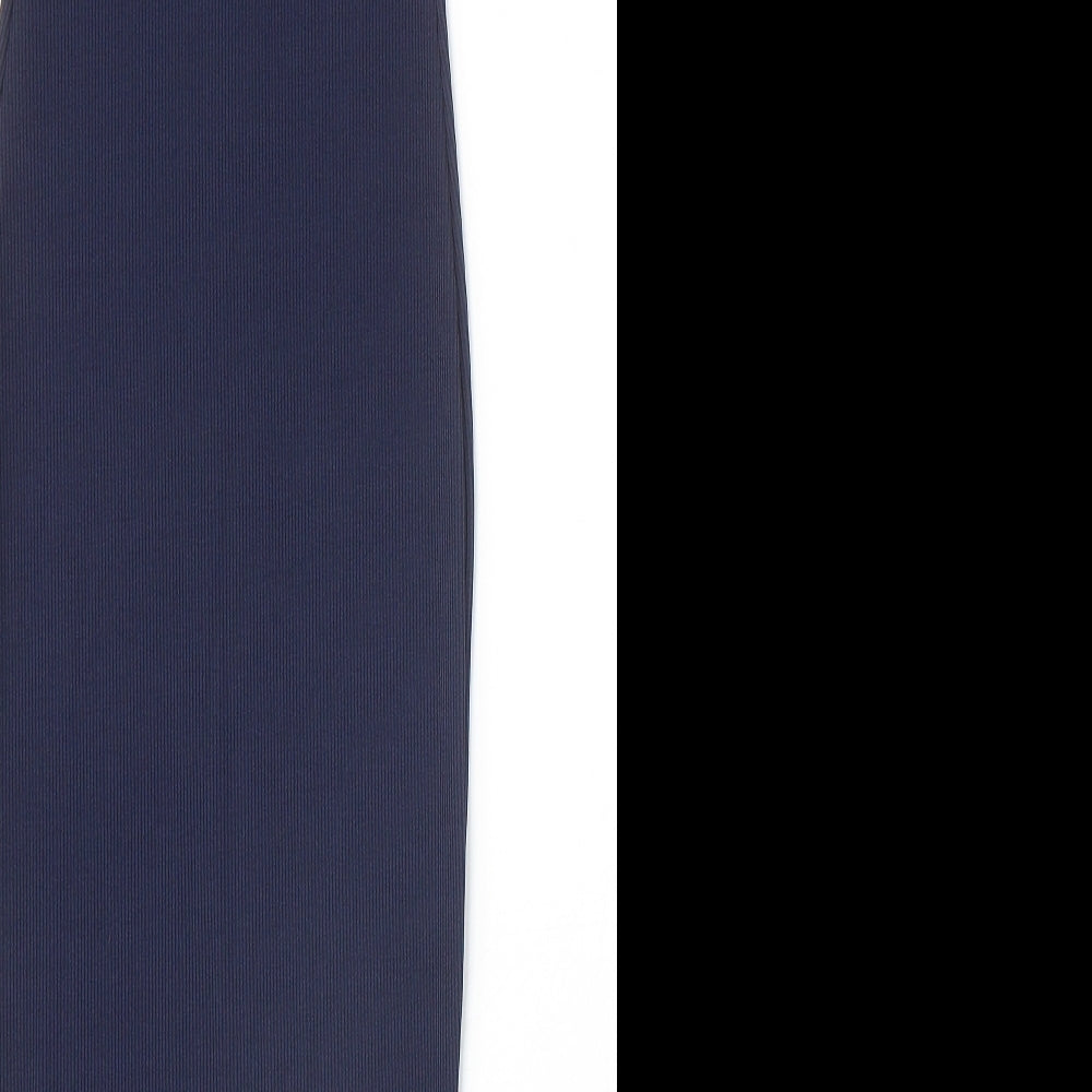 PRETTYLITTLETHING Womens Blue Polyester Bodycon Size 4 V-Neck Pullover - Ribbed