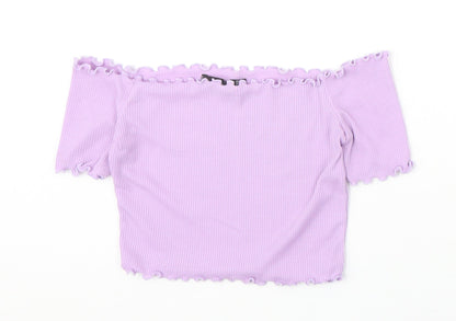 Womens UK Size 6 PRETTYLITTLETHING Purple Cropped T-Shirt