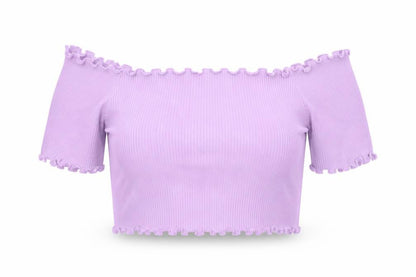Womens UK Size 6 PRETTYLITTLETHING Purple Cropped T-Shirt