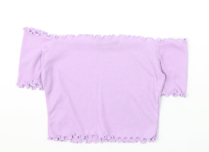 Womens UK Size 6 PRETTYLITTLETHING Purple Cropped T-Shirt