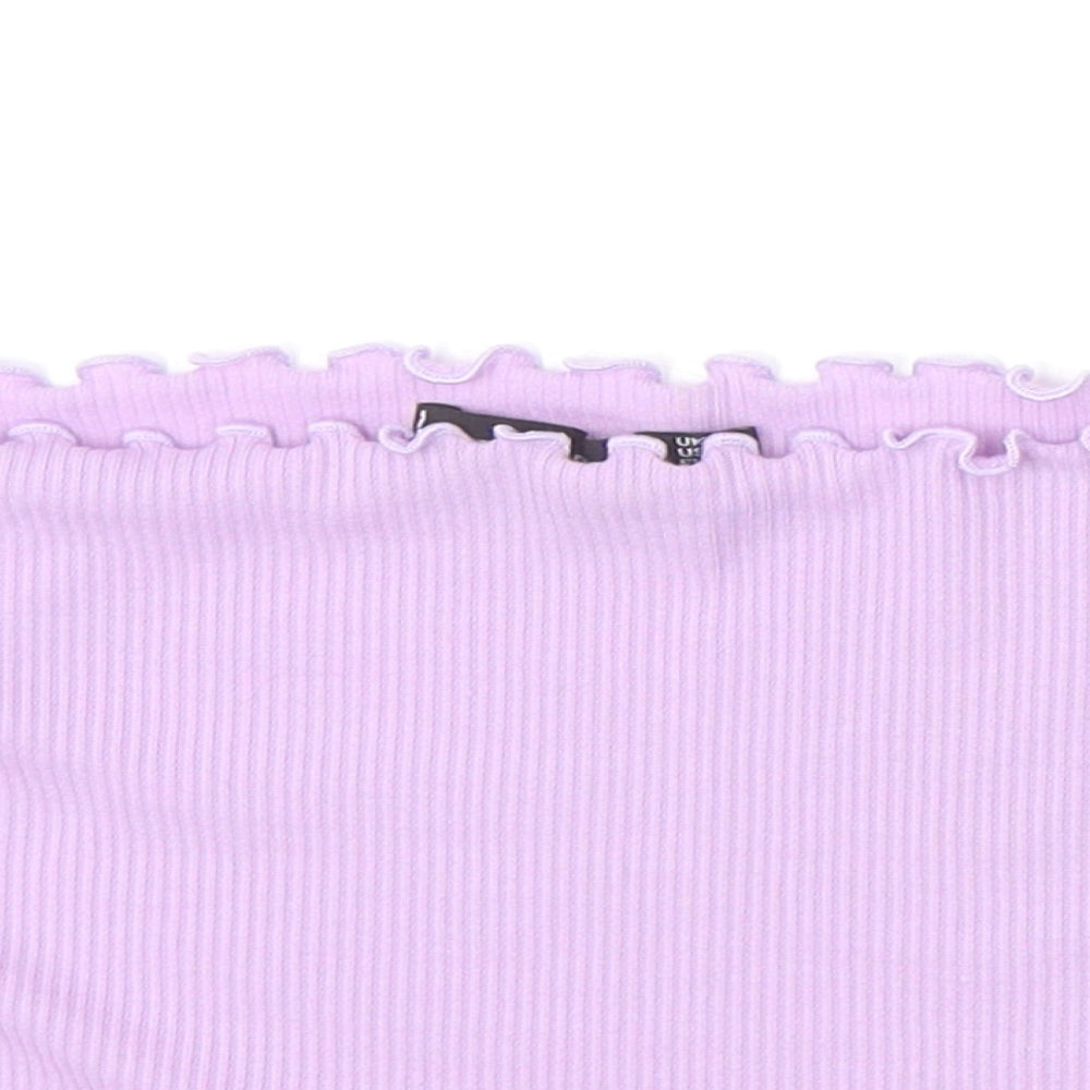 Womens UK Size 6 PRETTYLITTLETHING Purple Cropped T-Shirt