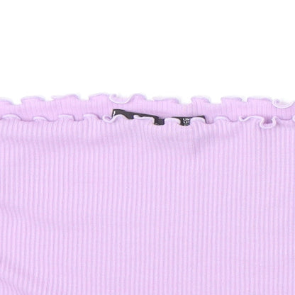 Womens UK Size 6 PRETTYLITTLETHING Purple Cropped T-Shirt