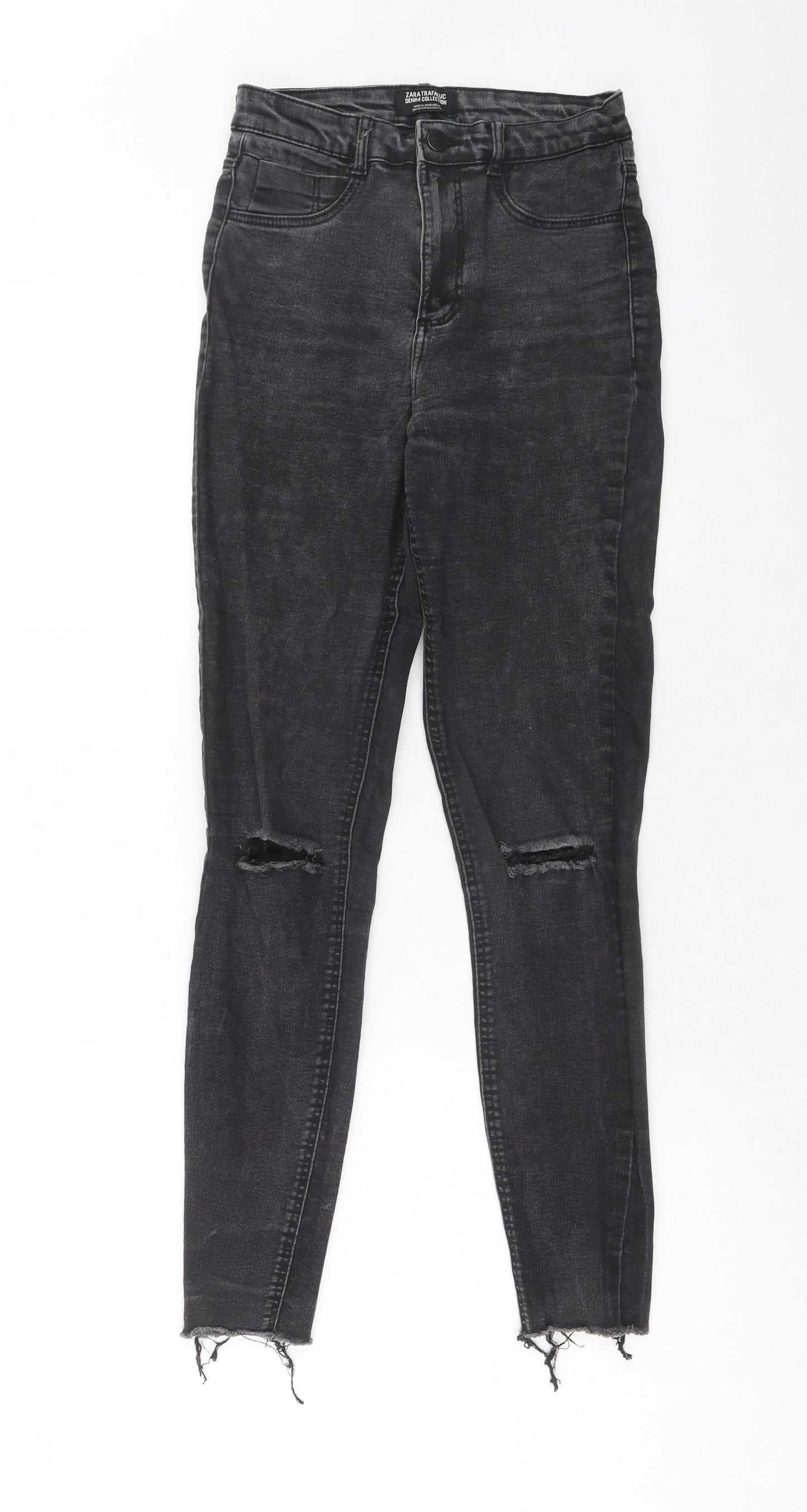 Zara Womens Black Cotton Skinny Jeans Size 8 Regular Zip