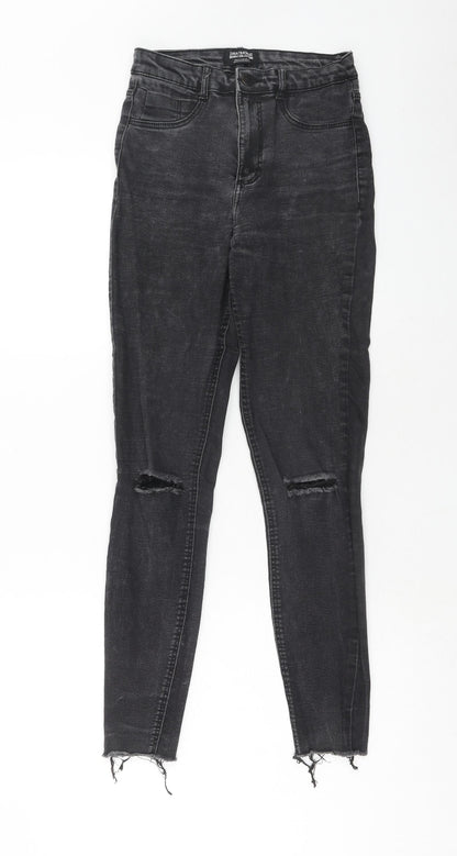 Zara Womens Black Cotton Skinny Jeans Size 8 Regular Zip