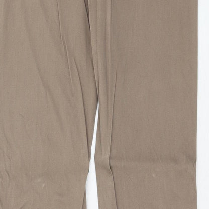Mango Womens Brown Cotton Trousers Size 10 Regular Zip
