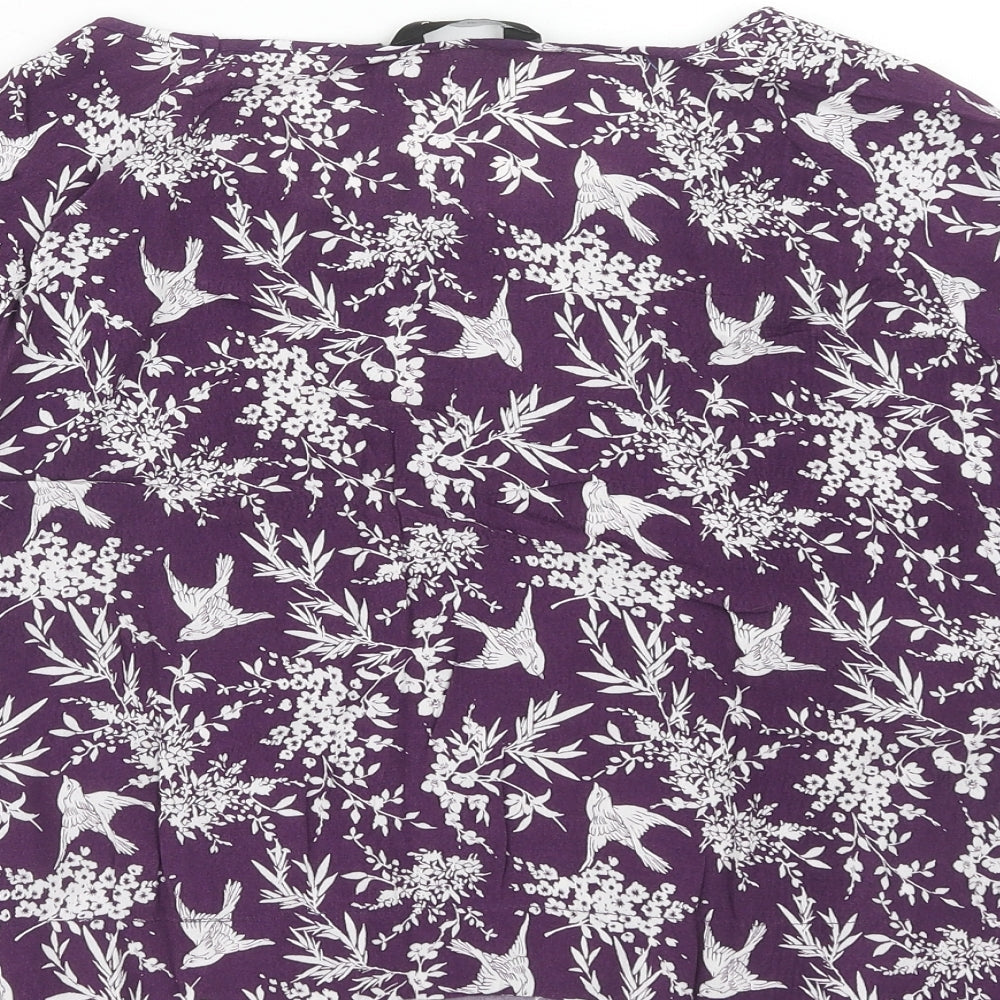Womens UK Size 12 New Look Purple Cropped T-Shirt