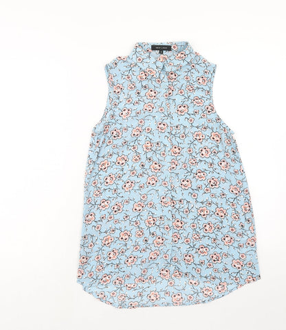 Womens UK Size 6 New Look Blue Basic Button-Up
