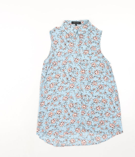Womens UK Size 6 New Look Blue Basic Button-Up
