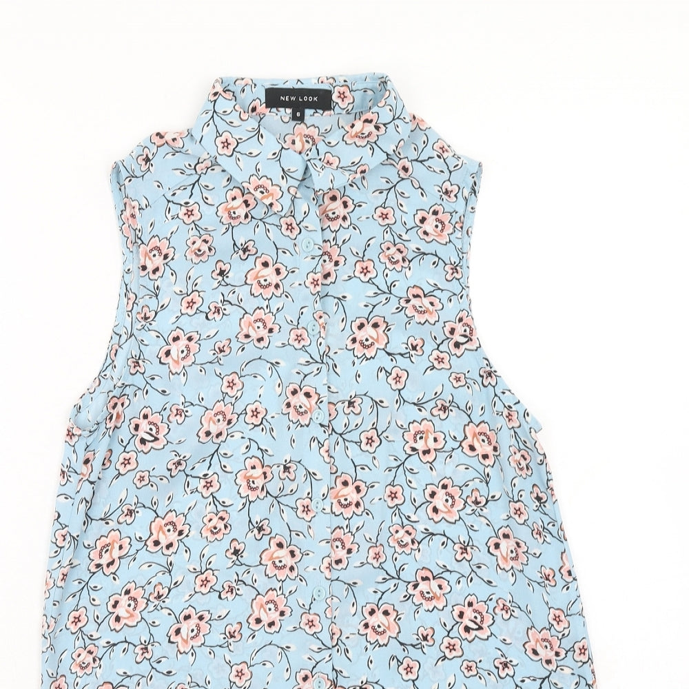 Womens UK Size 6 New Look Blue Basic Button-Up