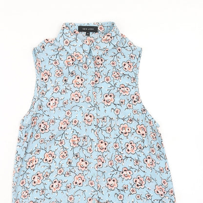 Womens UK Size 6 New Look Blue Basic Button-Up