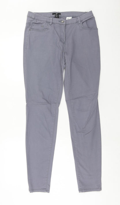 H&M Womens Grey Cotton Skinny Jeans Size 10 Regular Zip
