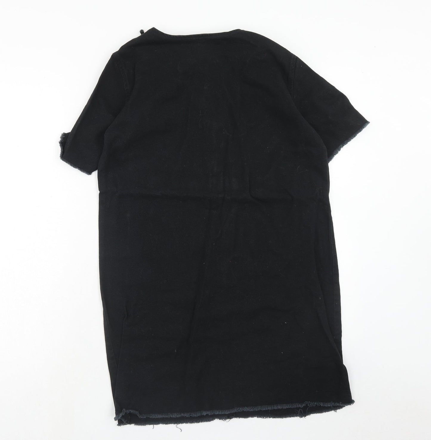 Lily Loves Womens Black Cotton Shift Size 8 V-Neck Lace Up