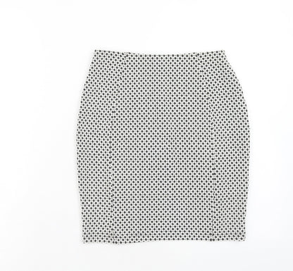 Papaya Womens White Geometric Polyester Straight & Pencil Skirt Size 8