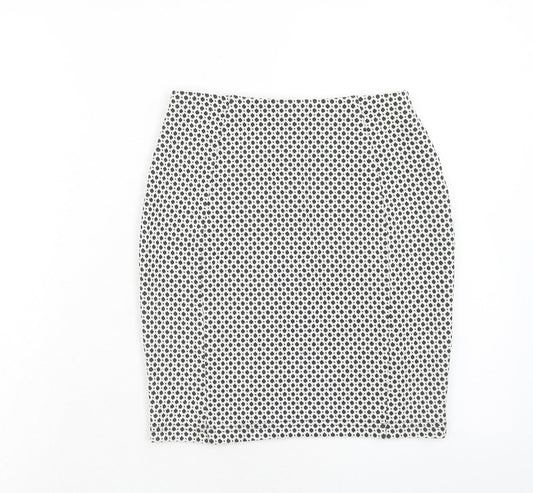 Papaya Womens White Geometric Polyester Straight & Pencil Skirt Size 8