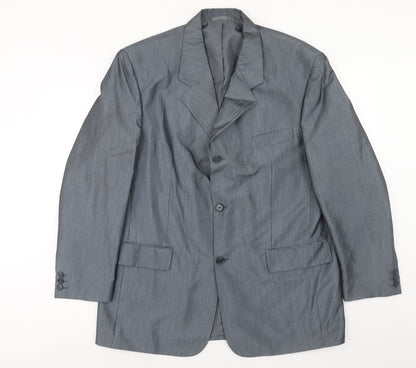 ALS Mens Blue Polyester Jacket Blazer Size 44 Regular