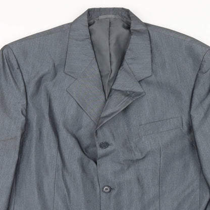ALS Mens Blue Polyester Jacket Blazer Size 44 Regular