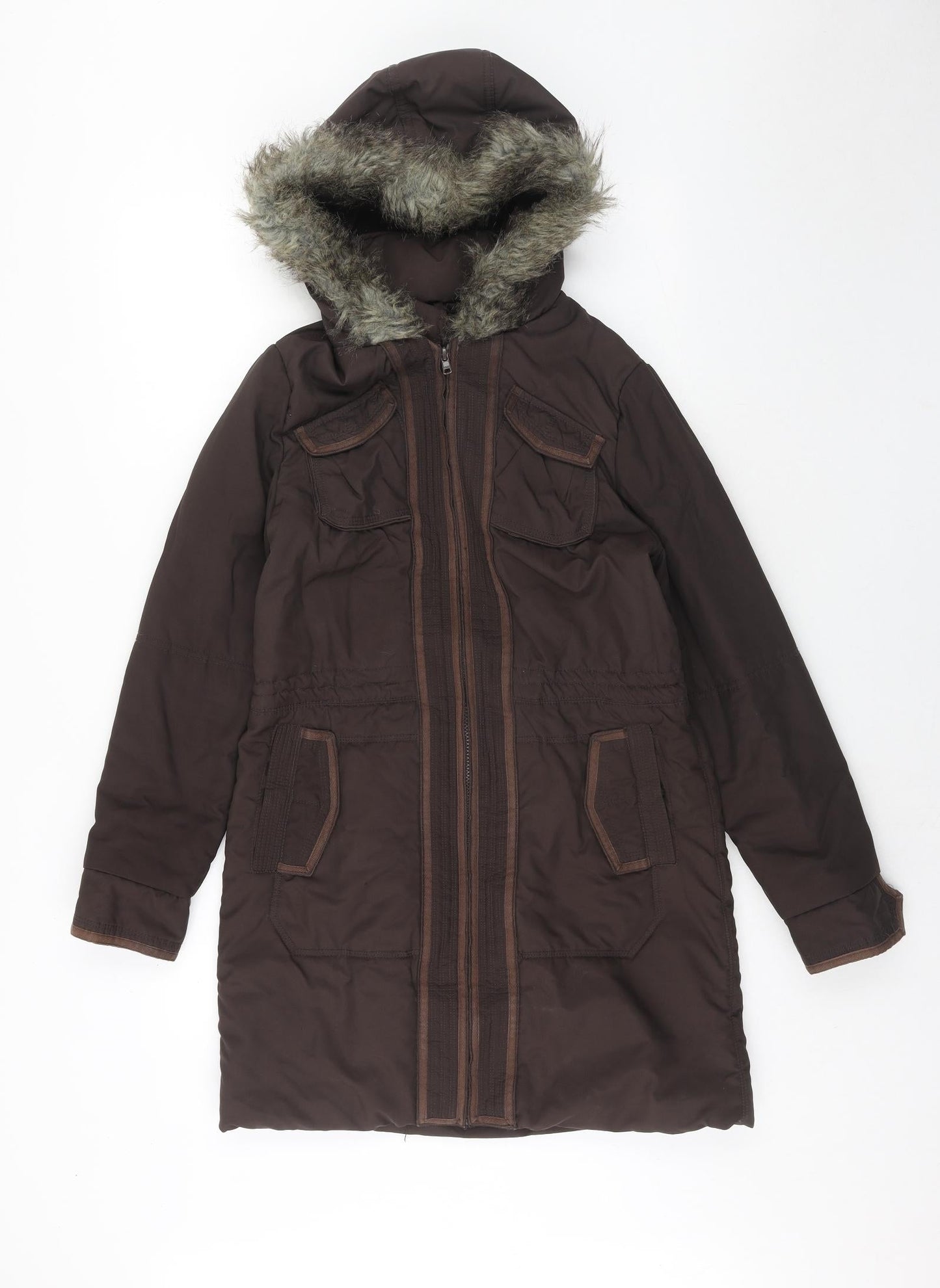 Womens UK Size 8 NEXT Brown Parka Coat