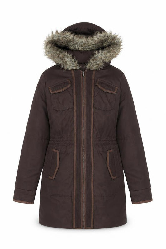 Next Womens Brown Parka Coat Size 8 Zip