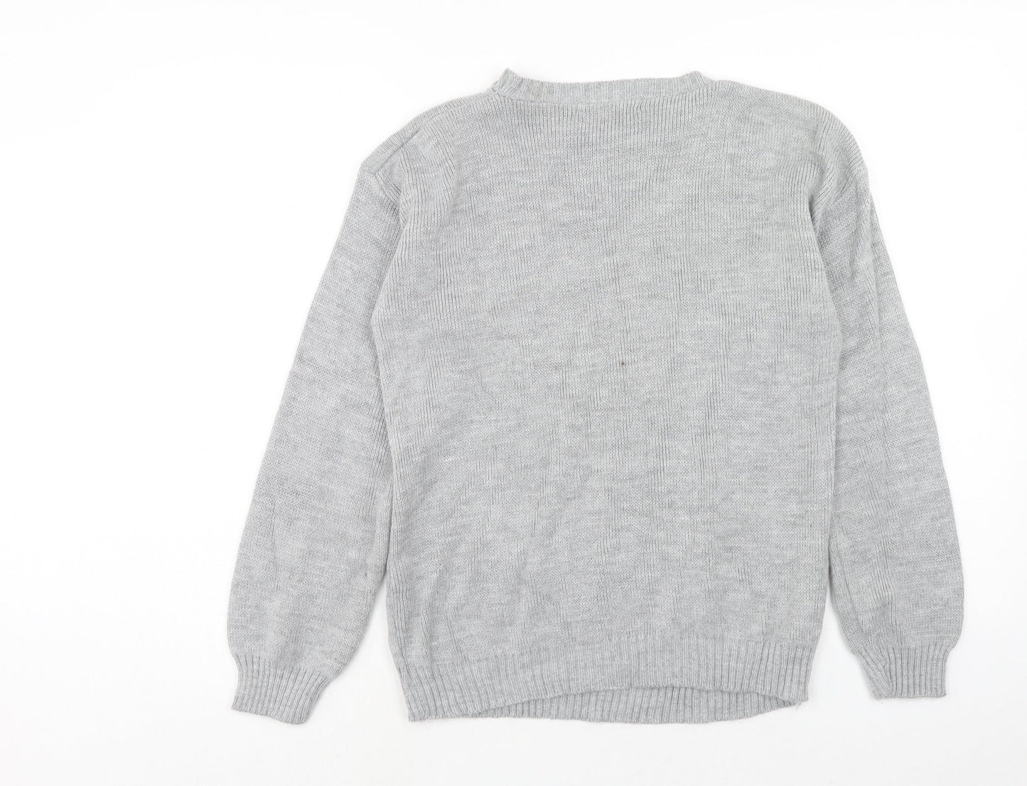 Boohoo Womens Grey Round Neck Acrylic Pullover Jumper Size S - What the Elf Size S-M