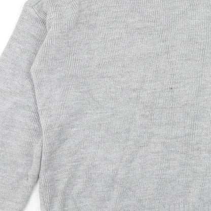 Boohoo Womens Grey Round Neck Acrylic Pullover Jumper Size S - What the Elf Size S-M