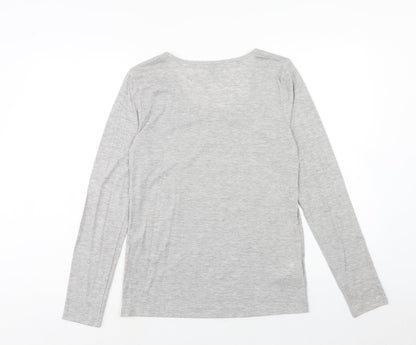 Ann Taylor Womens Grey Polyester Basic T-Shirt Size M Round Neck