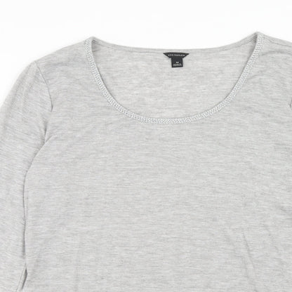 Ann Taylor Womens Grey Polyester Basic T-Shirt Size M Round Neck