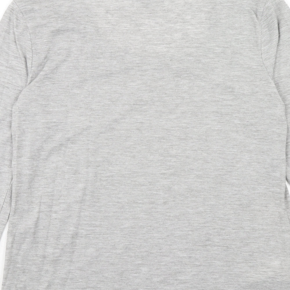 Ann Taylor Womens Grey Polyester Basic T-Shirt Size M Round Neck