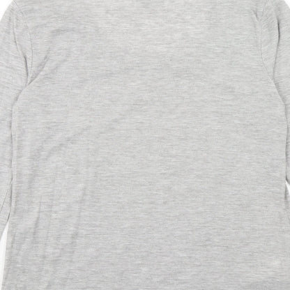 Ann Taylor Womens Grey Polyester Basic T-Shirt Size M Round Neck