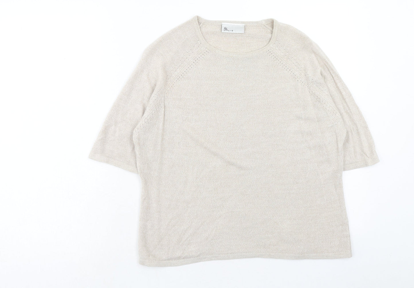 BHS Womens Beige Round Neck Acrylic Pullover Jumper Size 16