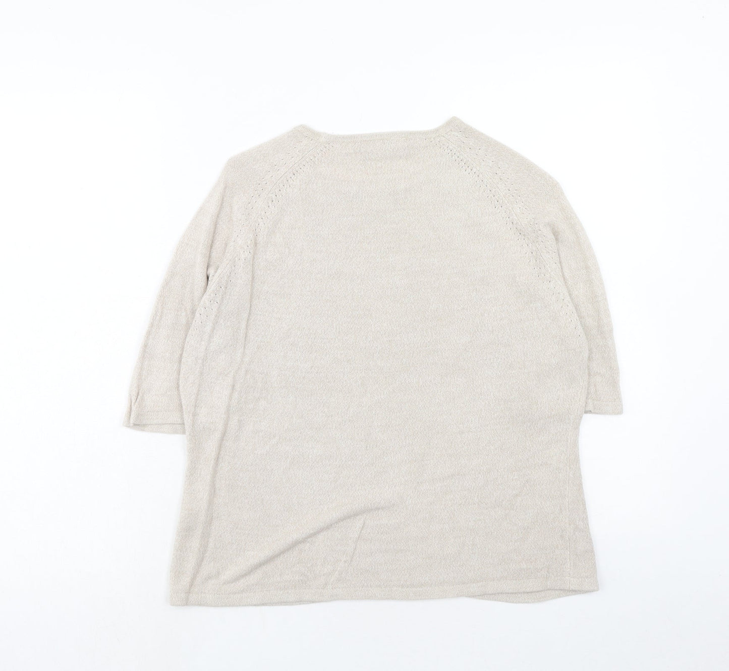 BHS Womens Beige Round Neck Acrylic Pullover Jumper Size 16