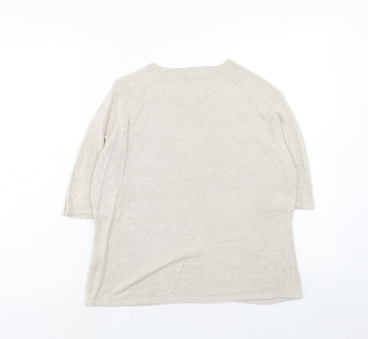 BHS Womens Beige Round Neck Acrylic Pullover Jumper Size 16