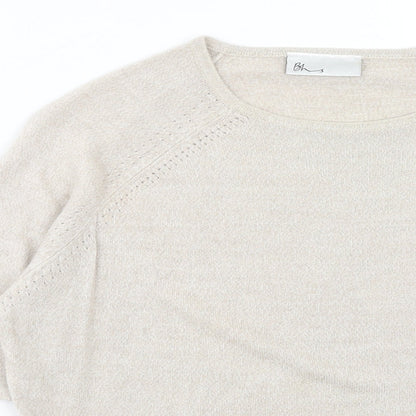 BHS Womens Beige Round Neck Acrylic Pullover Jumper Size 16