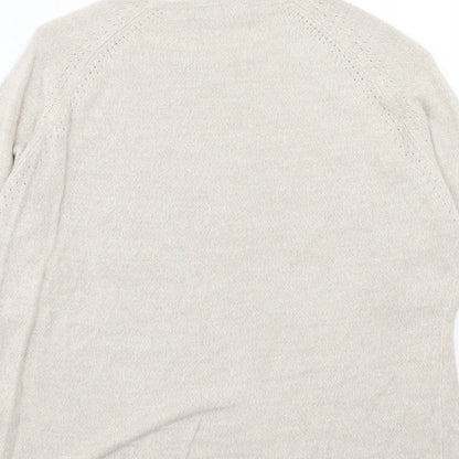 BHS Womens Beige Round Neck Acrylic Pullover Jumper Size 16