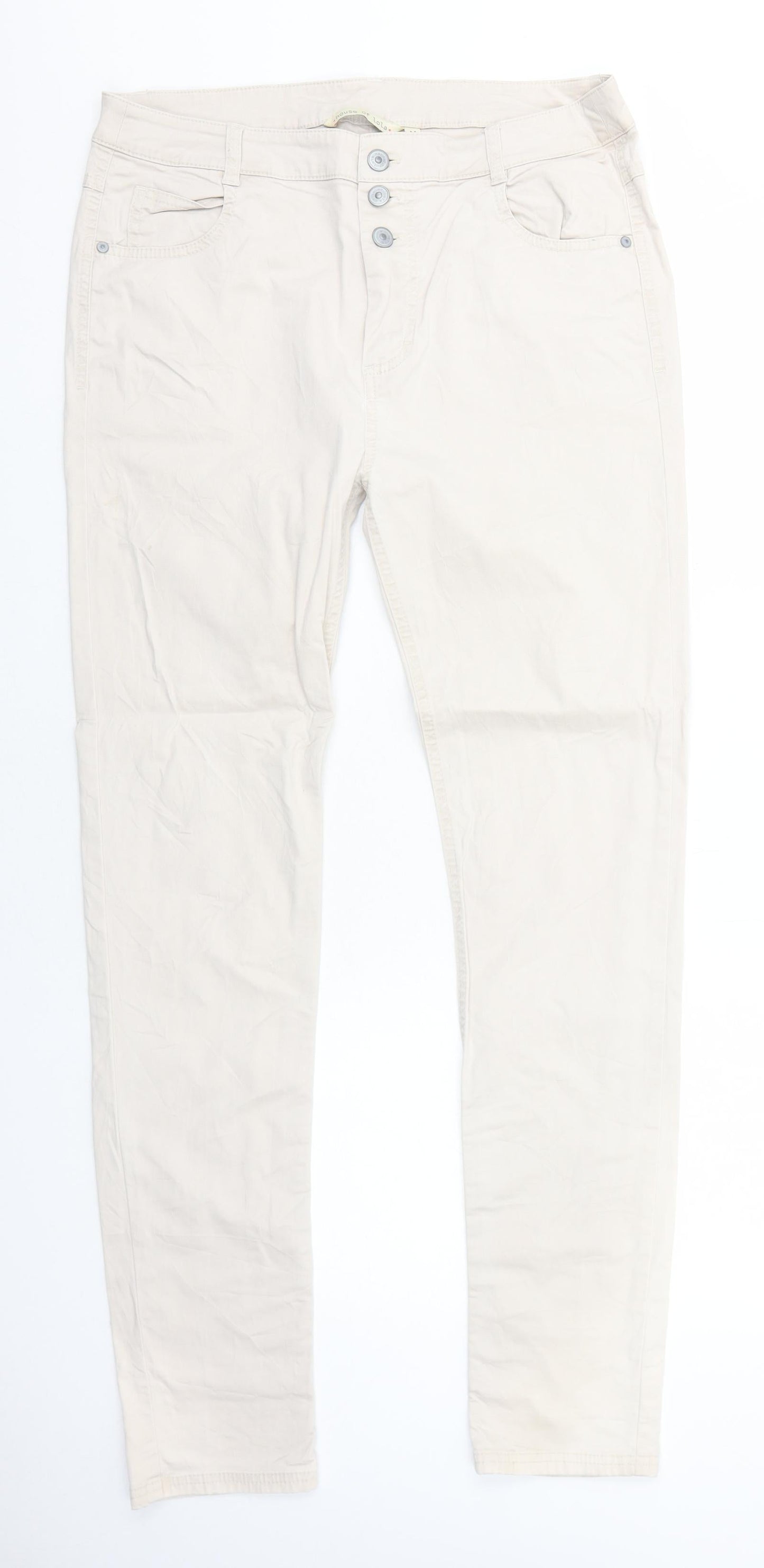 House of Lola Womens Ivory Cotton Skinny Jeans Size M Regular Zip