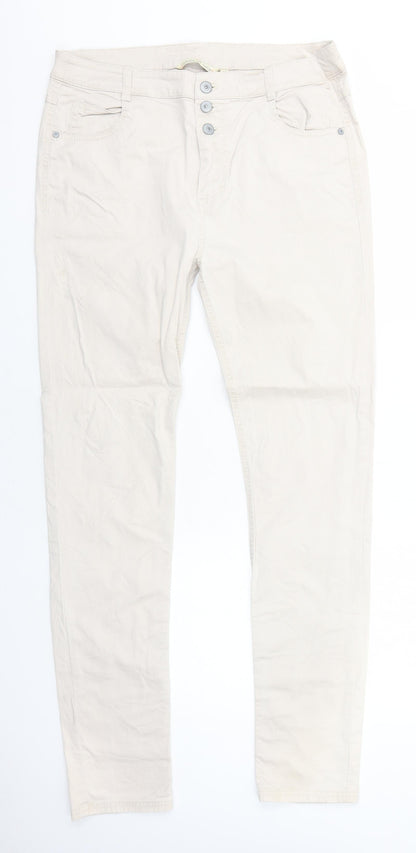 House of Lola Womens Ivory Cotton Skinny Jeans Size M Regular Zip