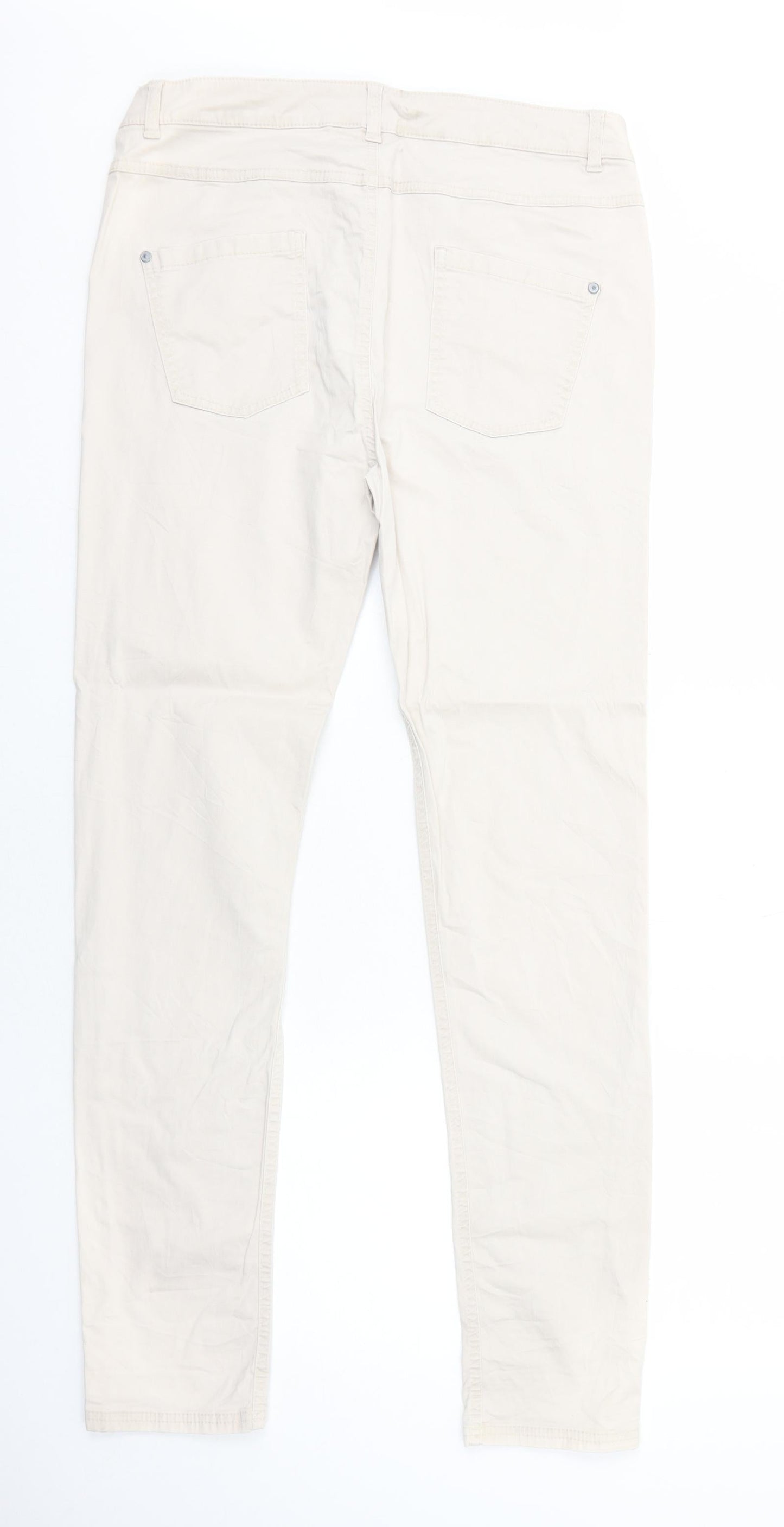 House of Lola Womens Ivory Cotton Skinny Jeans Size M Regular Zip