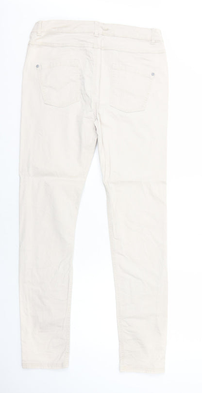 House of Lola Womens Ivory Cotton Skinny Jeans Size M Regular Zip