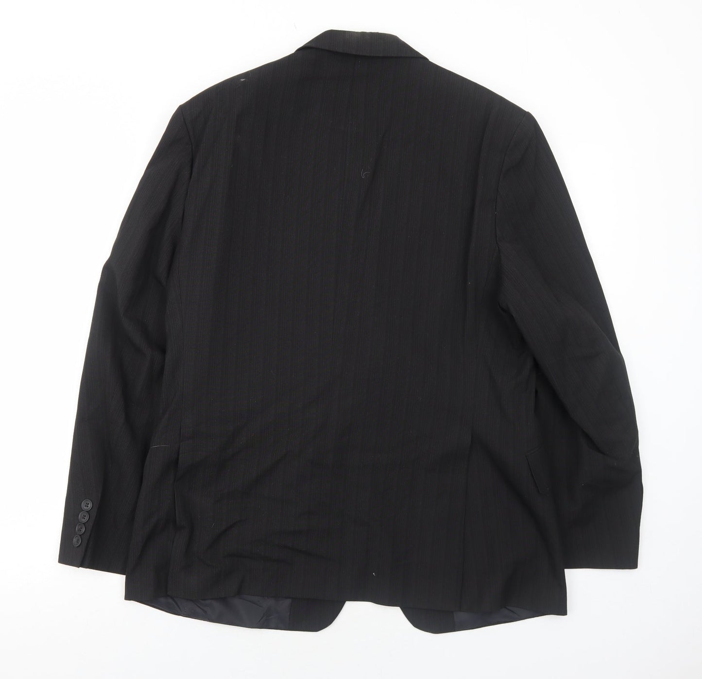 George Mens Black Striped Polyester Jacket Blazer Size 40 Regular