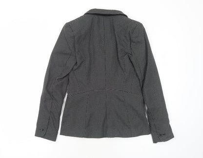 Atmosphere Womens Black Geometric Polyester Jacket Blazer Size 6