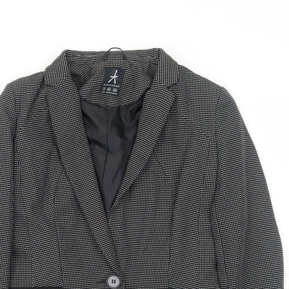 Atmosphere Womens Black Geometric Polyester Jacket Blazer Size 6